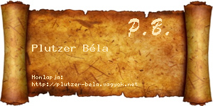 Plutzer Béla névjegykártya